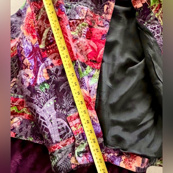 🩸Chicos Multicolor Silk Linen Blend Lined Collared Pockets Lightweight Jacket L - Picture 13 of 13